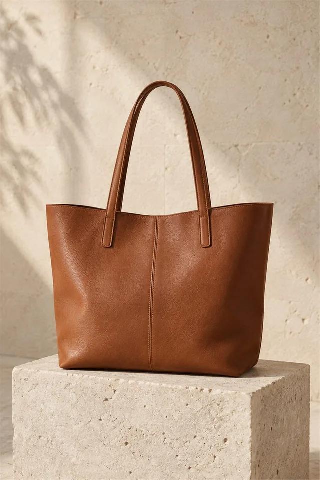Illustrative campaign direction: the same tote in a warm sunlit setting